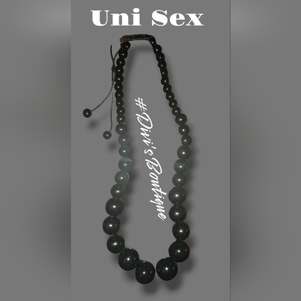 Uni Sex Blk Beaded Necklace